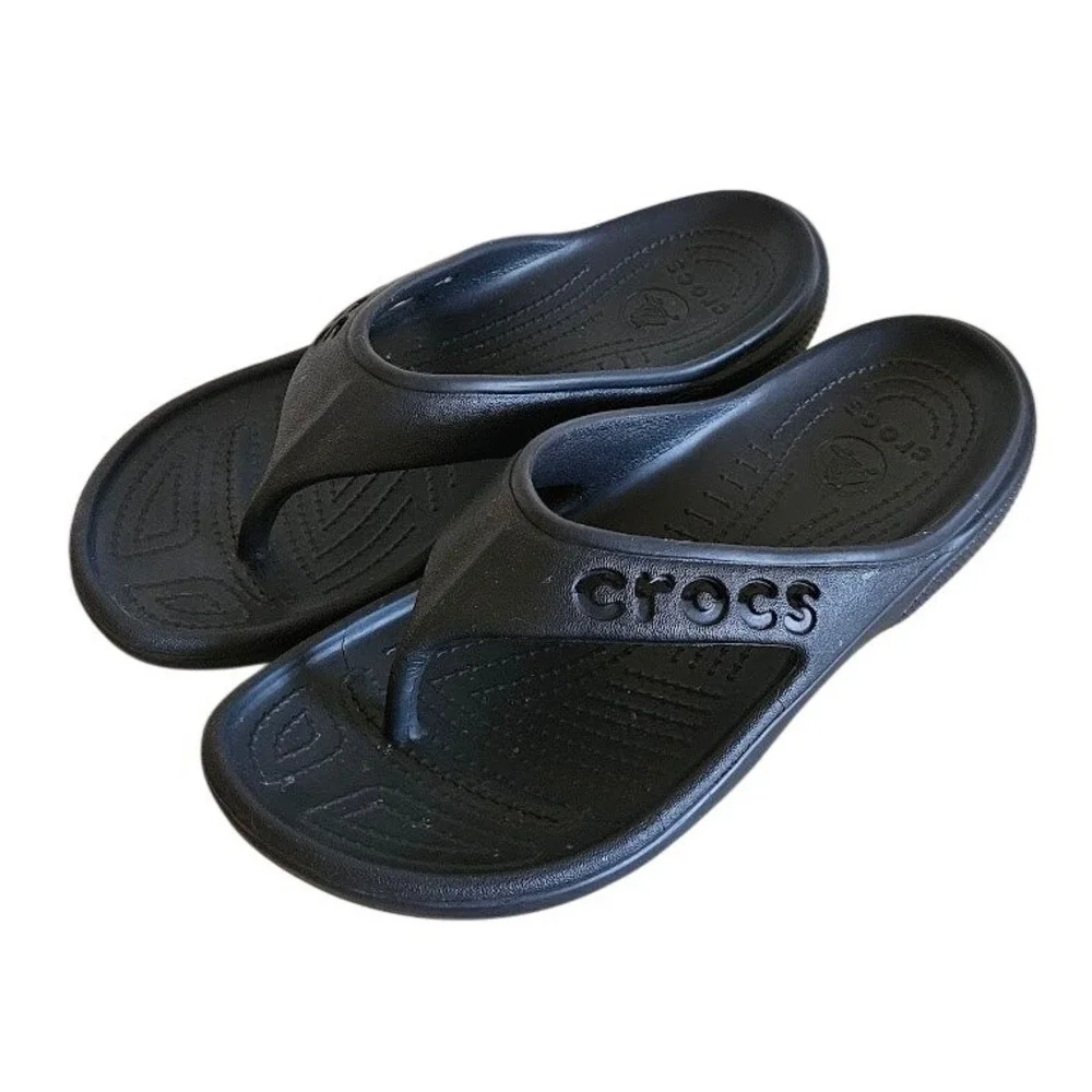 Crocs Baya Sandals Flip Flops Unisex Black Women 10 Men 8 Slip On Thong
